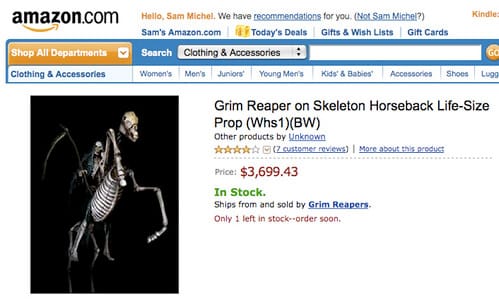 Grim Reaper on Skeleton Horseback Life-Size