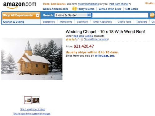 Wedding Chapel - 10 x 18 With Wood Roof