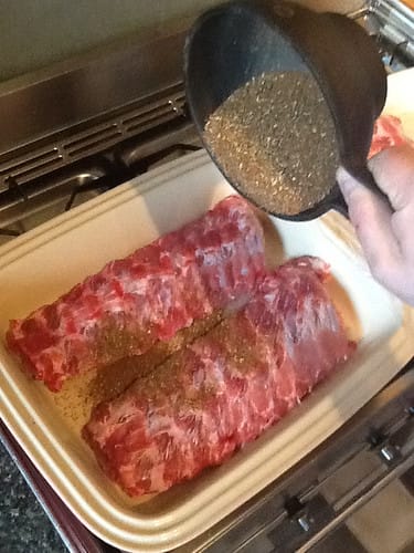 Adding Dry Rub to Ribs