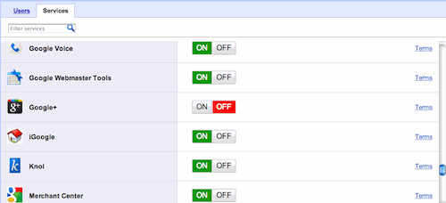 Google Apps Management Console Enable Google Plus
