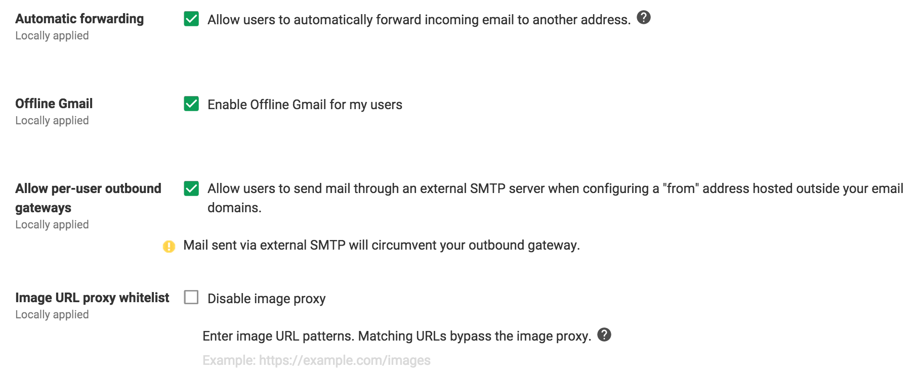 Google Apps - Gmail Settings - Advanced