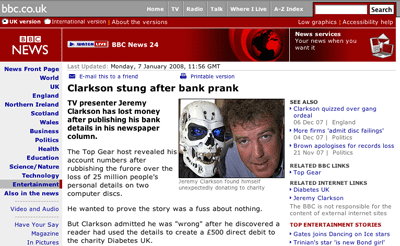 Clarkson Stung After Bank Prank