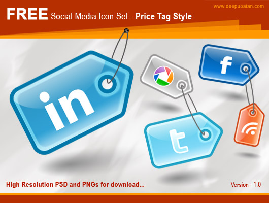 Free High-Resolution Social-Media Iconset – PriceTag Style