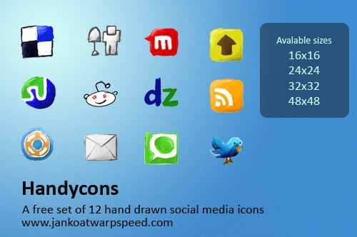 Handycons - a free, hand drawn social media icon set 