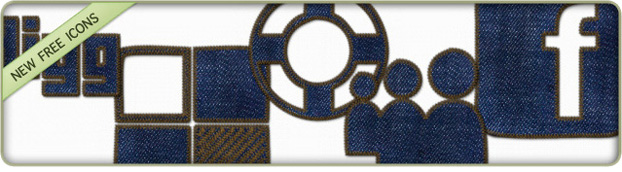 Stitched Denim Blue Jeans Icons Social Media Logos